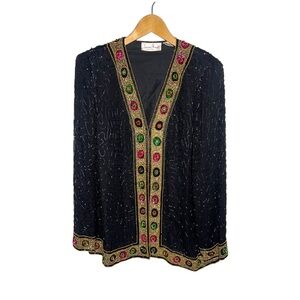 Vintage 80’s Lawrence Kazar Beaded Evening Jacket L